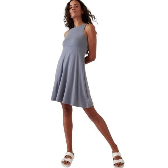 ATHLETA Santorini Thera Dress Light Blue Tencel Modal Dress Size Medium - Picture 6 of 11